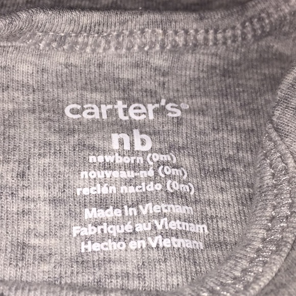Carter’s Newborn Bodysuit Diaper Shirt with Mitts Grey NB Unisex - Picture 5 of 9
